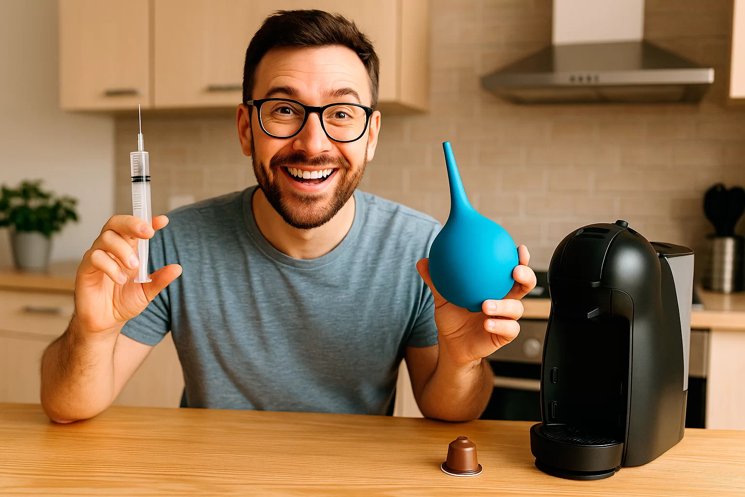 Мед-лайфхак: удаляем накипь из капсульной кофемашины шприцом и спринцовкой Мед-лайфхак: удаляем накипь из капсульной кофемашины шприцом и спринцовкой